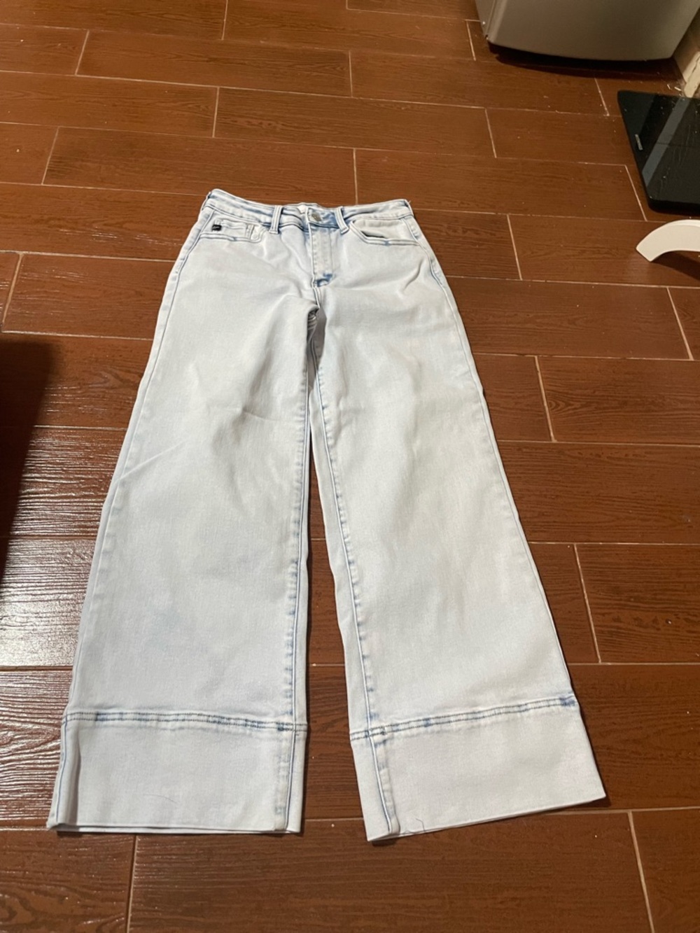 KANCAN Kassie High Rise Cropped Wide Leg blue Jeans 3 light wash cotton spandex - Picture 7 of 14